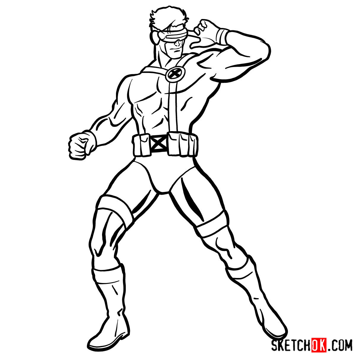 How to draw Cyclops from X-Men - step 16