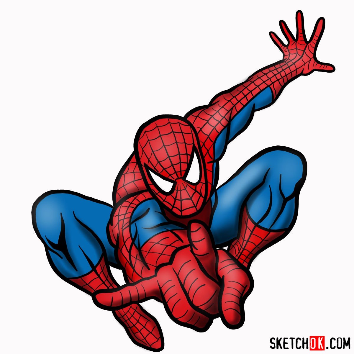 How to draw SpiderMan mask  Sketchok easy drawing guides