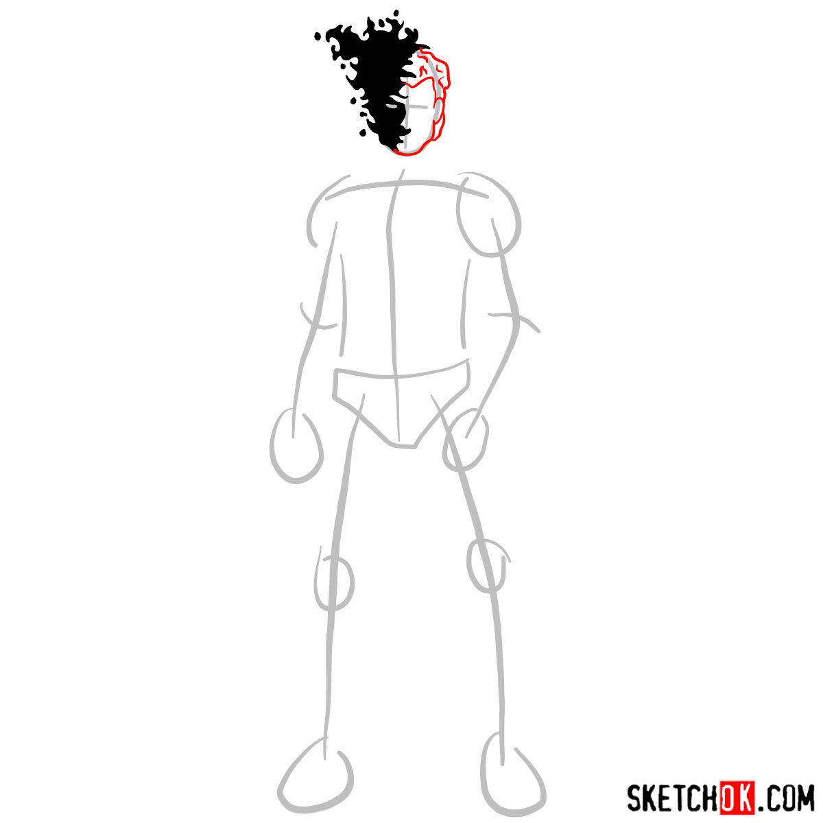 How to draw Sunspot (X-Men) - step 03
