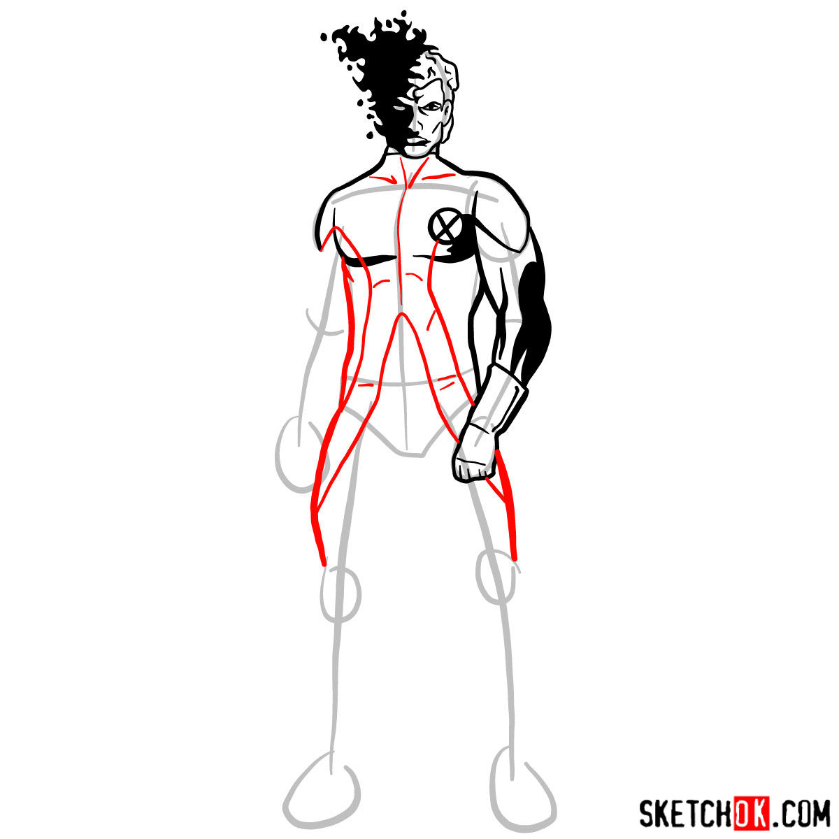 How to draw Sunspot (X-Men) - step 08