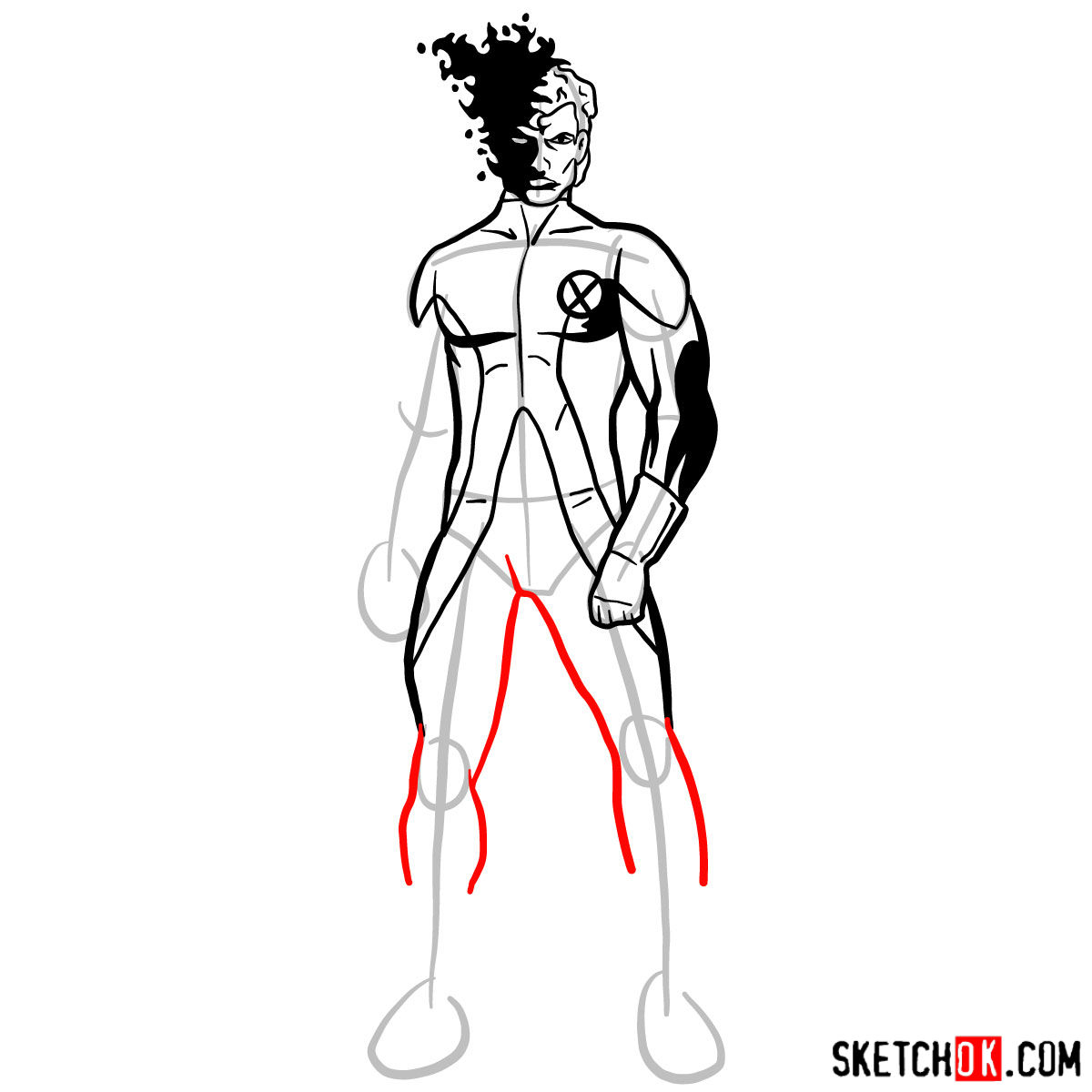 How to draw Sunspot (X-Men) - step 09