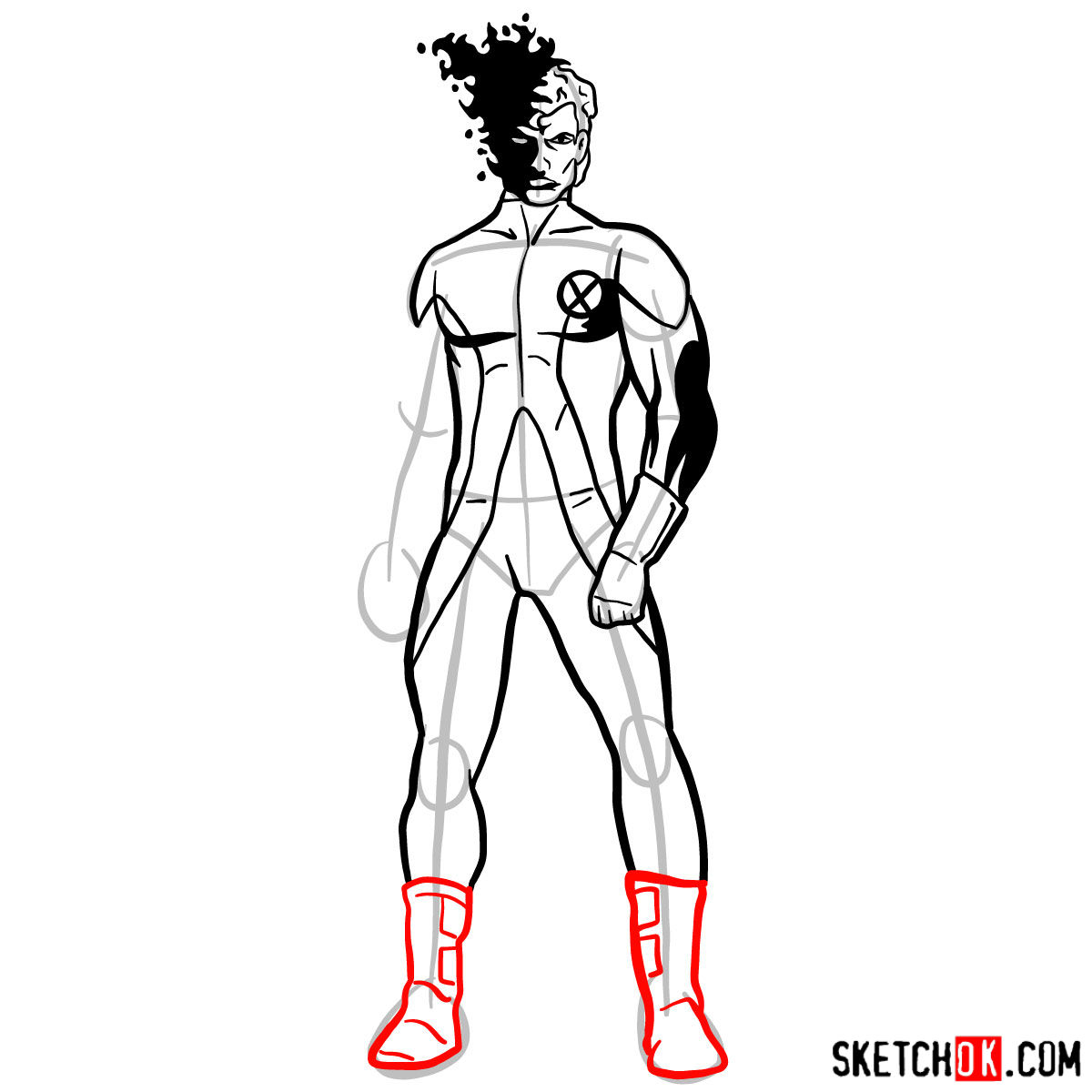 How to draw Sunspot (X-Men) - step 10