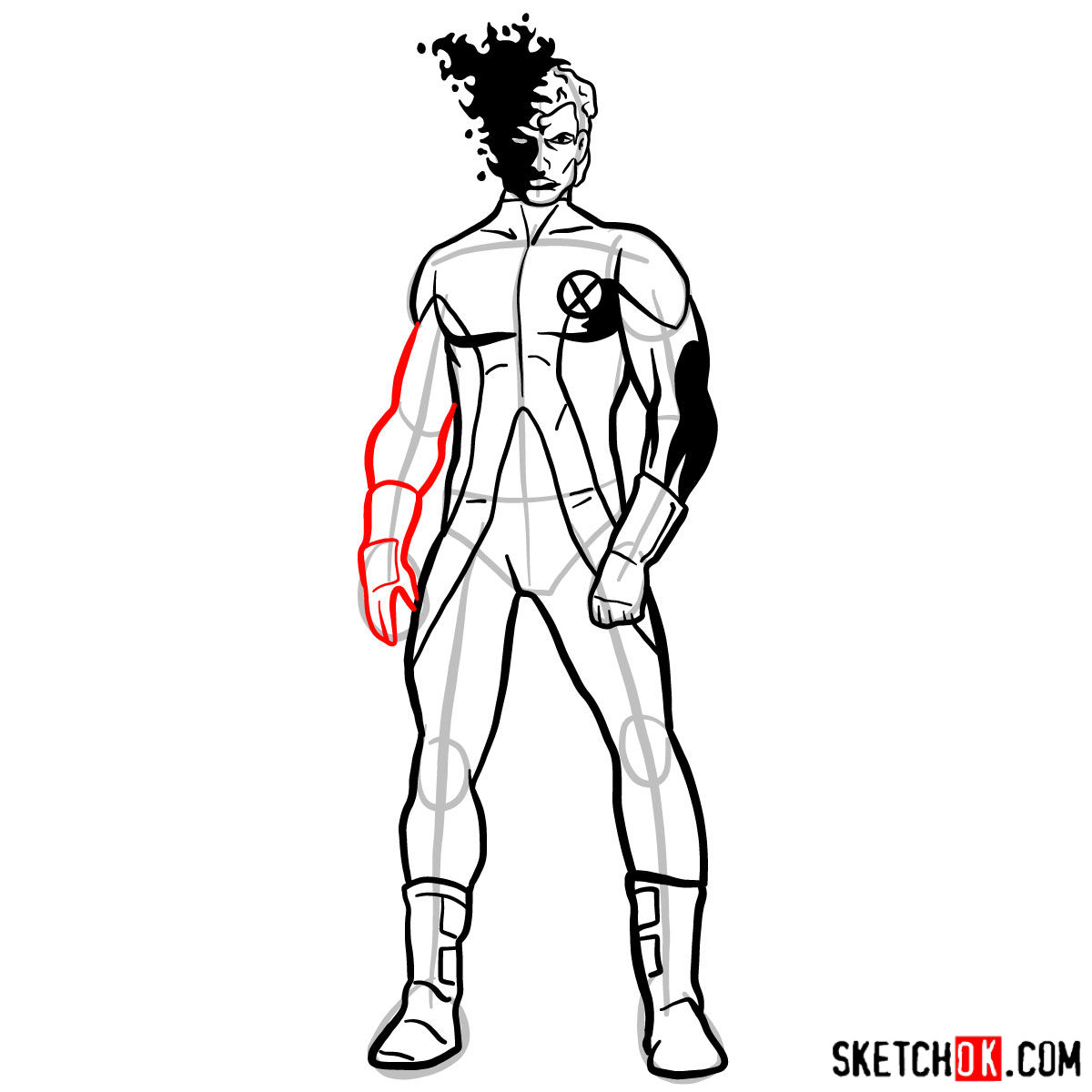 How to draw Sunspot (X-Men) - step 11