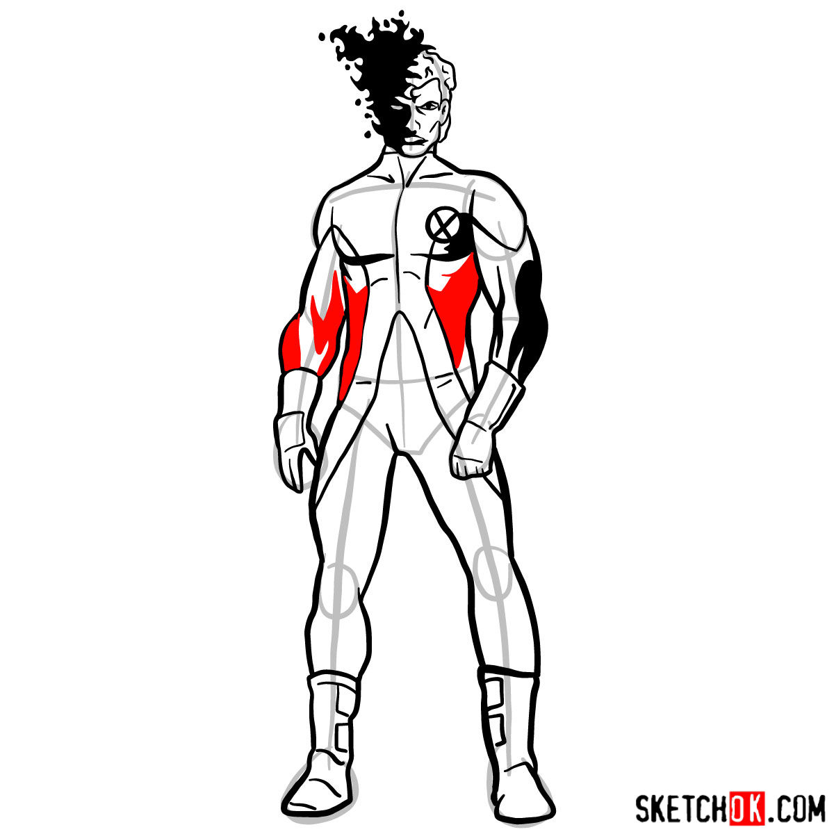 How to draw Sunspot (X-Men) - step 12