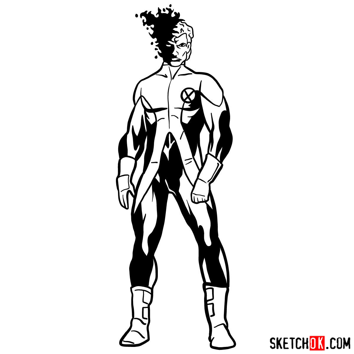 How to draw Sunspot (X-Men) - step 14