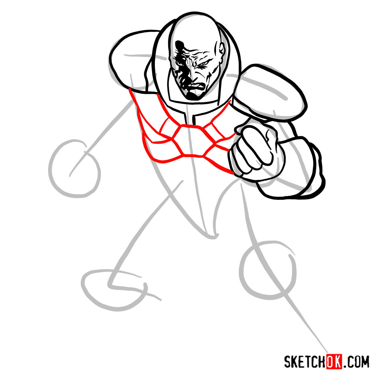 How to draw Lex Luthor - step 08