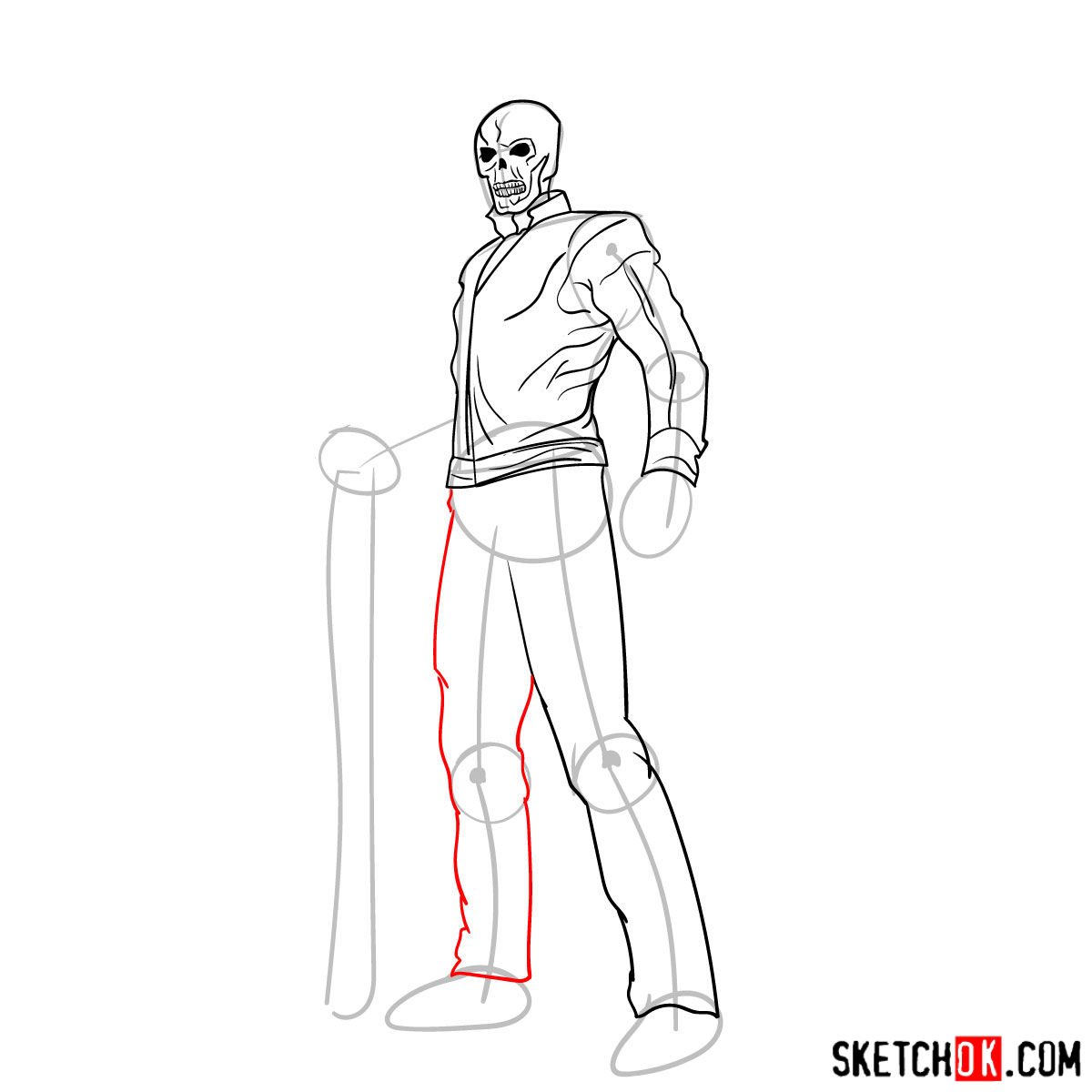 How to draw Ghost Rider with a hellfire chain - step 09