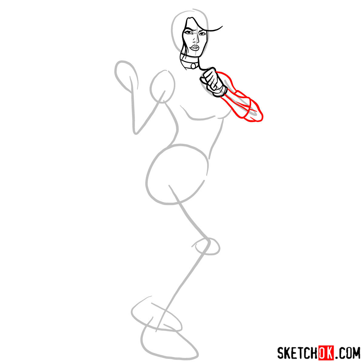 How to draw Donna Troy the Wonder Girl - step 05