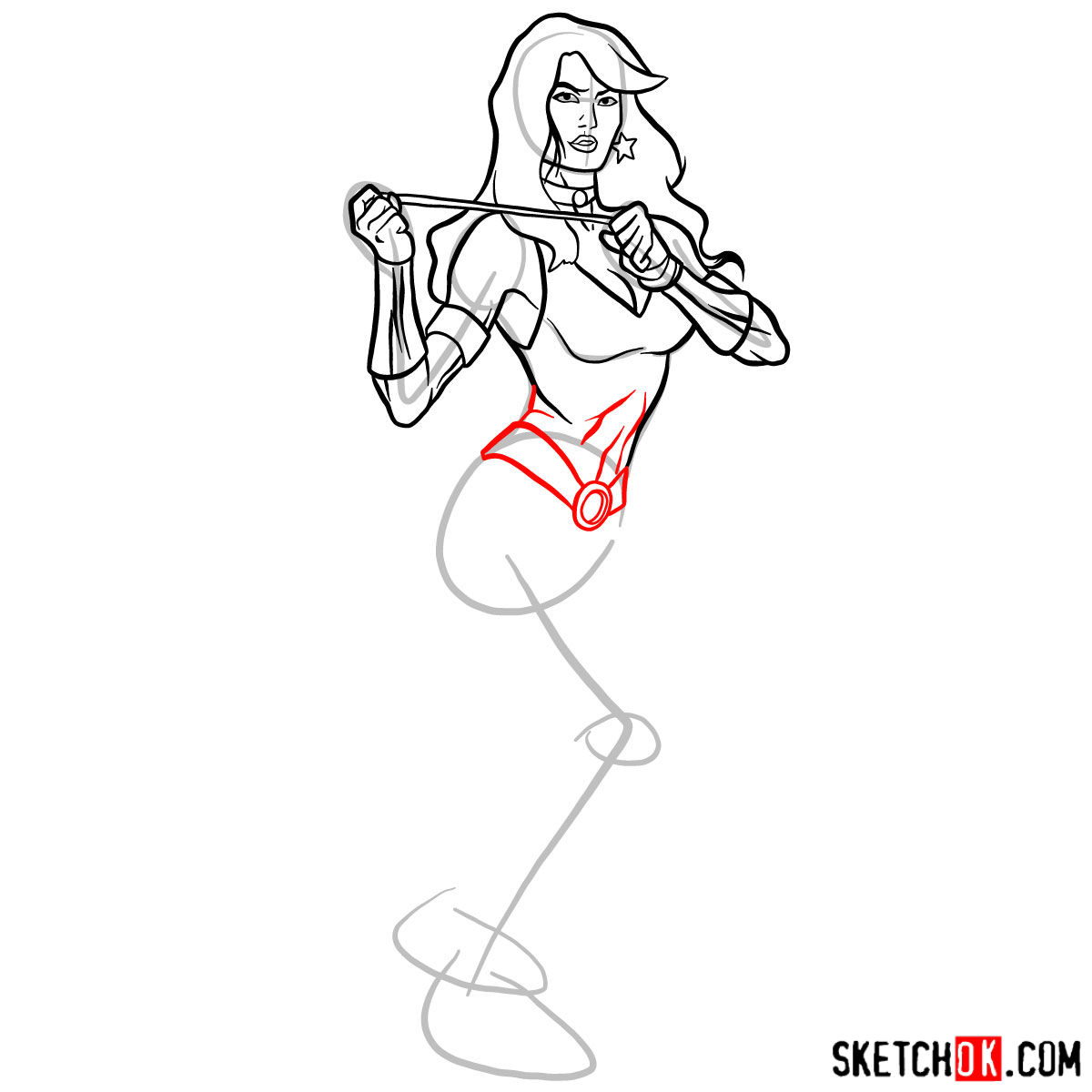 How to draw Donna Troy the Wonder Girl - step 10