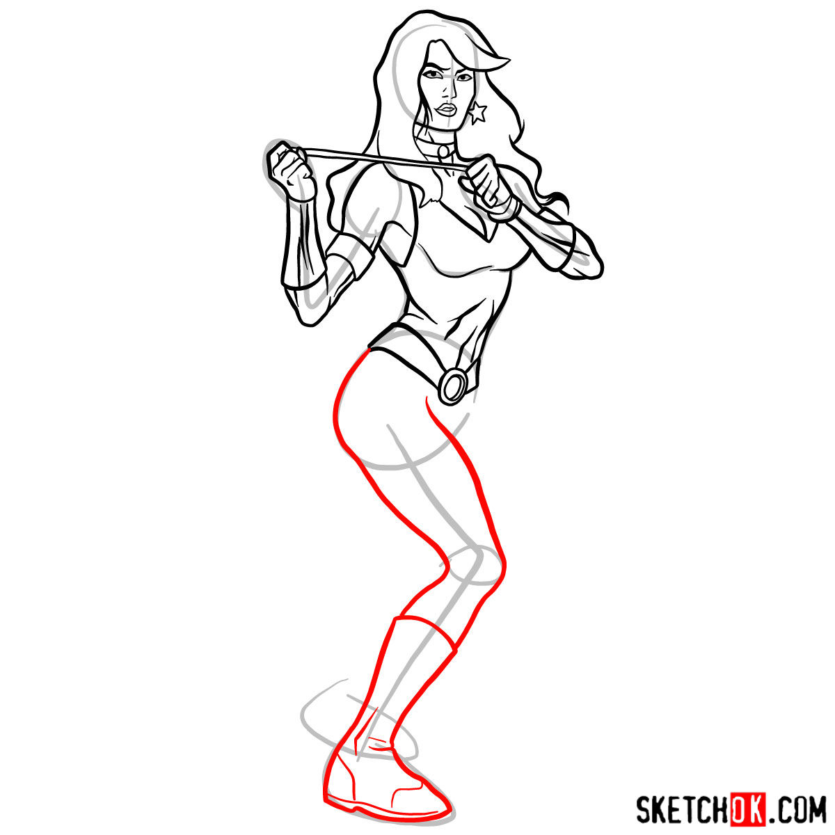 How to draw Donna Troy the Wonder Girl - step 11