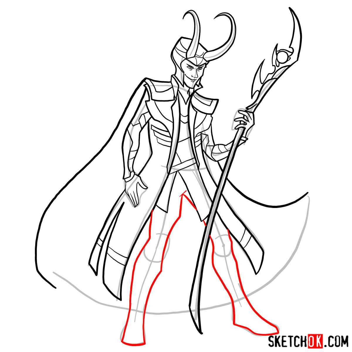 How to draw Loki - Marvel Comics villian - step 16