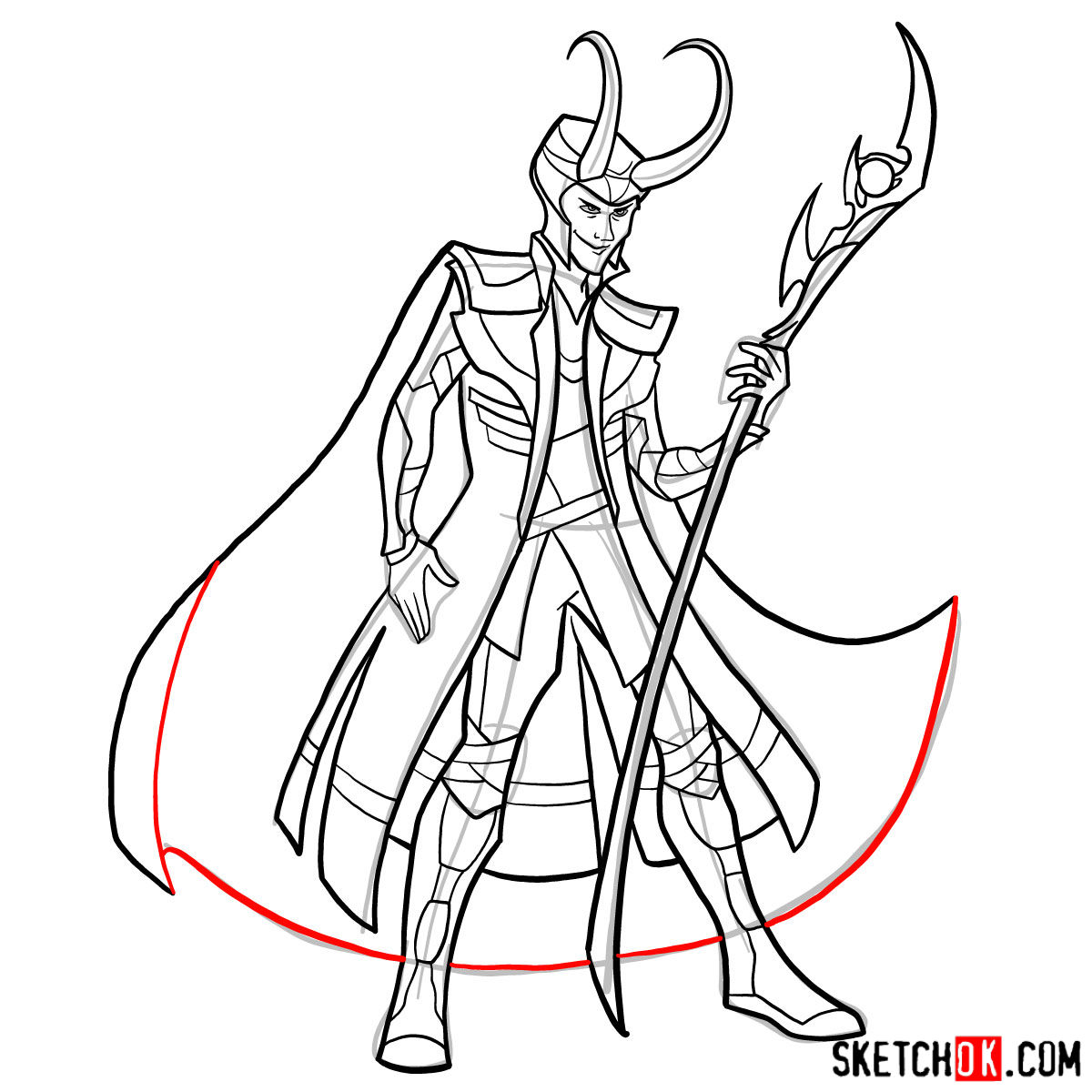 How to draw Loki - Marvel Comics villian - step 19