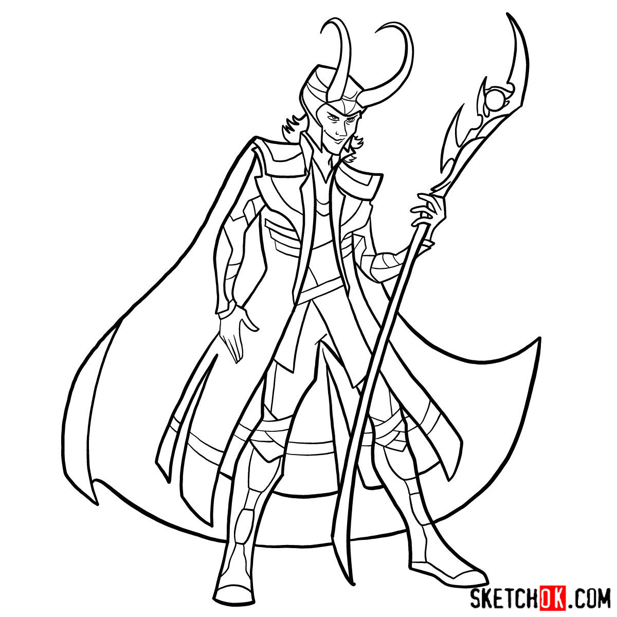 How to draw Loki - Marvel Comics villian - step 21