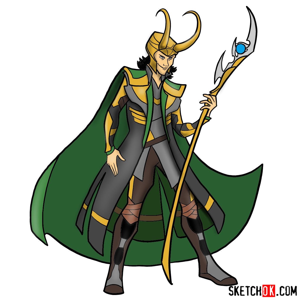 How To Draw Loki Marvel Comics Villian Step By Step