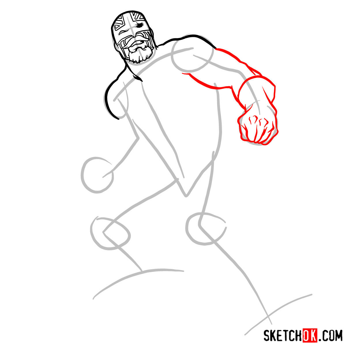 How to draw Captain Britain from Marvel Comics -  step 06