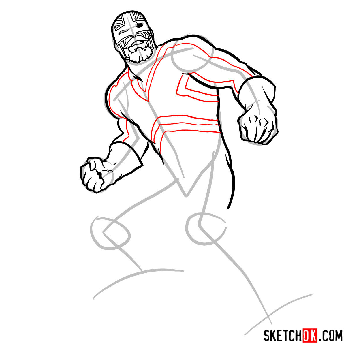How to draw Captain Britain from Marvel Comics - step 09