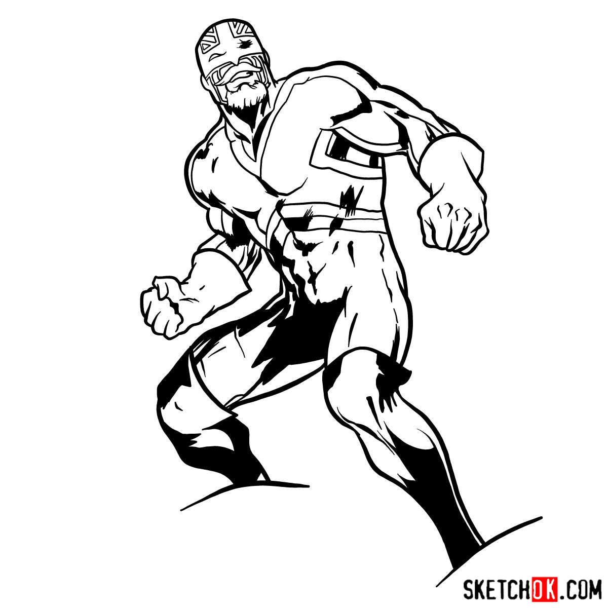 How to draw Captain Britain from Marvel Comics - step 15