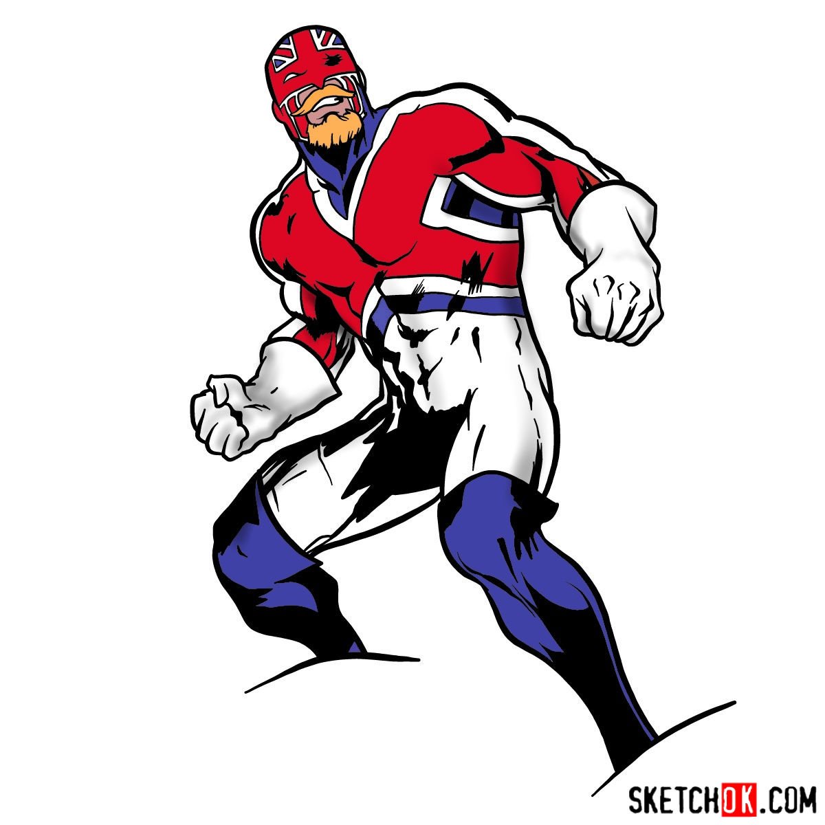 How to draw Captain Britain from Marvel Comics