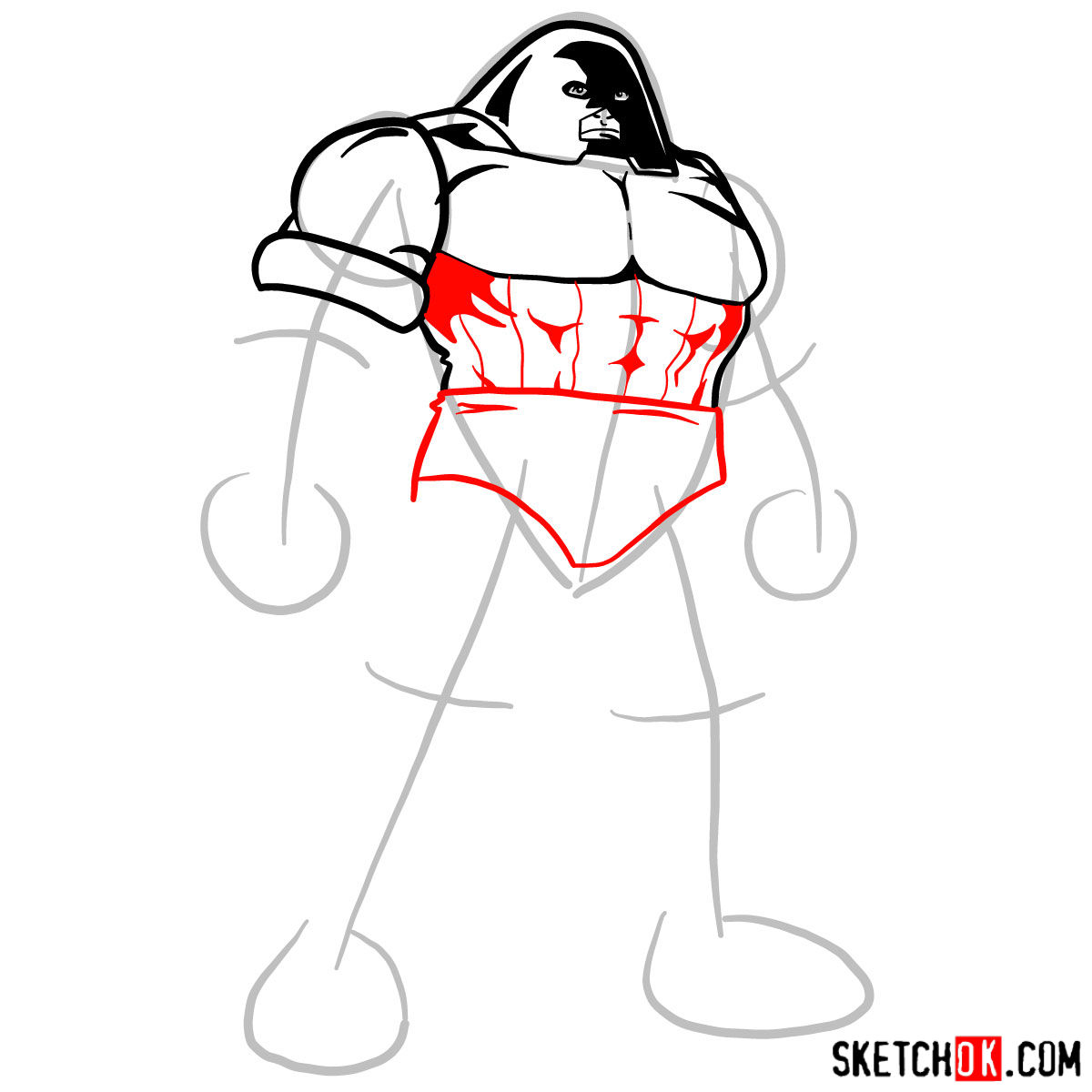 How to draw Juggernaut from X-Men -  step 06