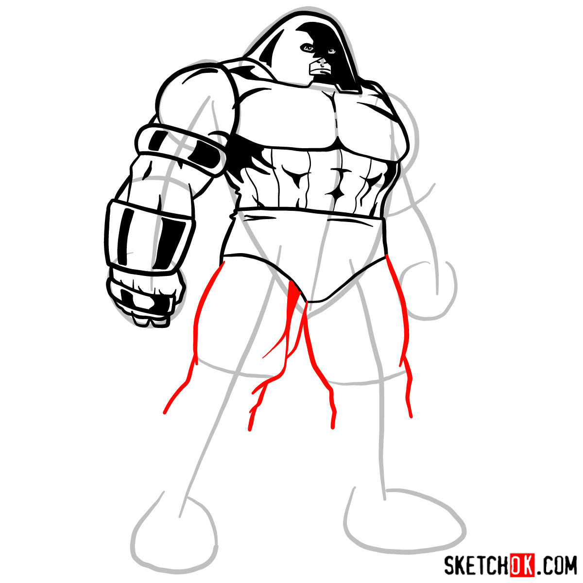 How to draw Juggernaut from X-Men - step 08