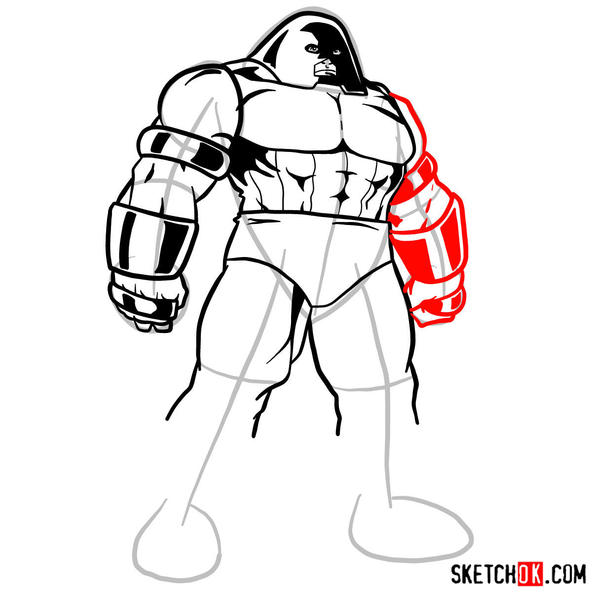 How to draw Juggernaut from X-Men - step 09