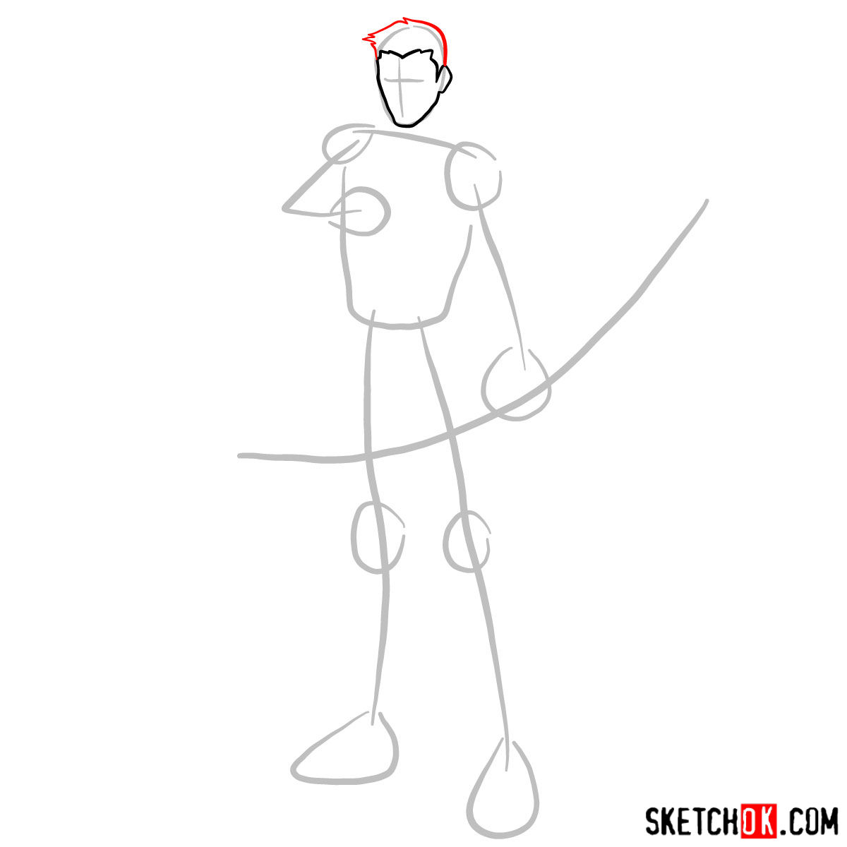 How to draw Roy Harper the Red Arrow (Speedy) - step 03