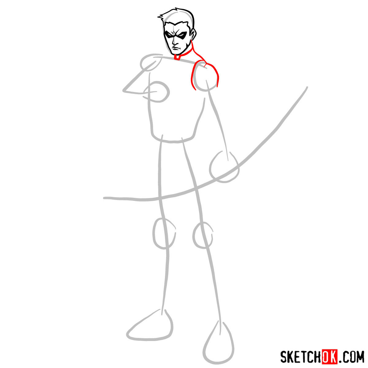 How to draw Roy Harper the Red Arrow (Speedy) - step 05