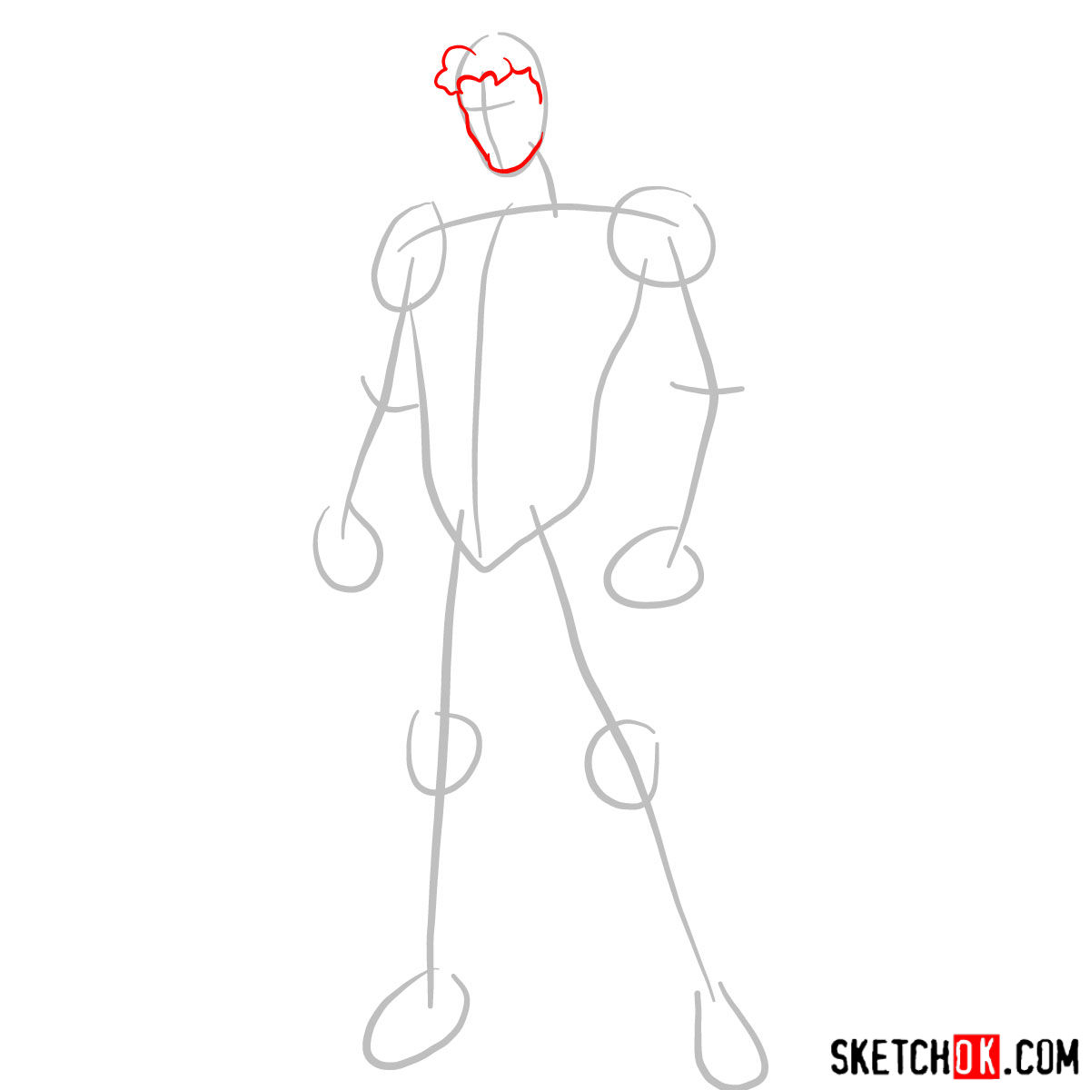 How to draw Marvel's Wonder Man - step 02