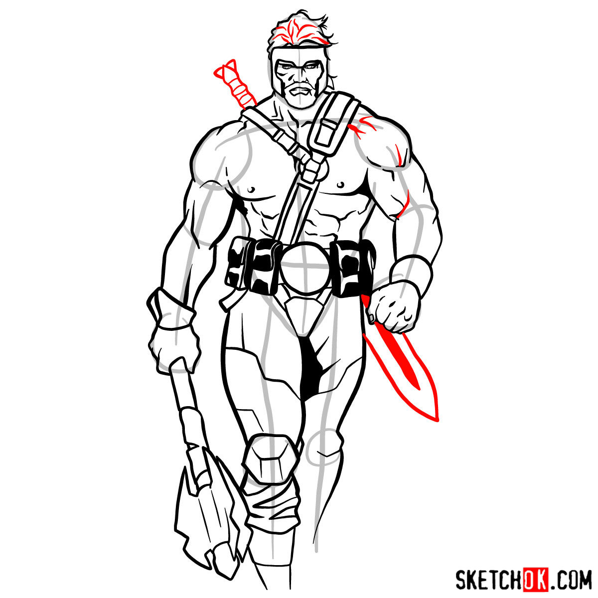 How to draw Hercules - Marvel Comics hero - step 14