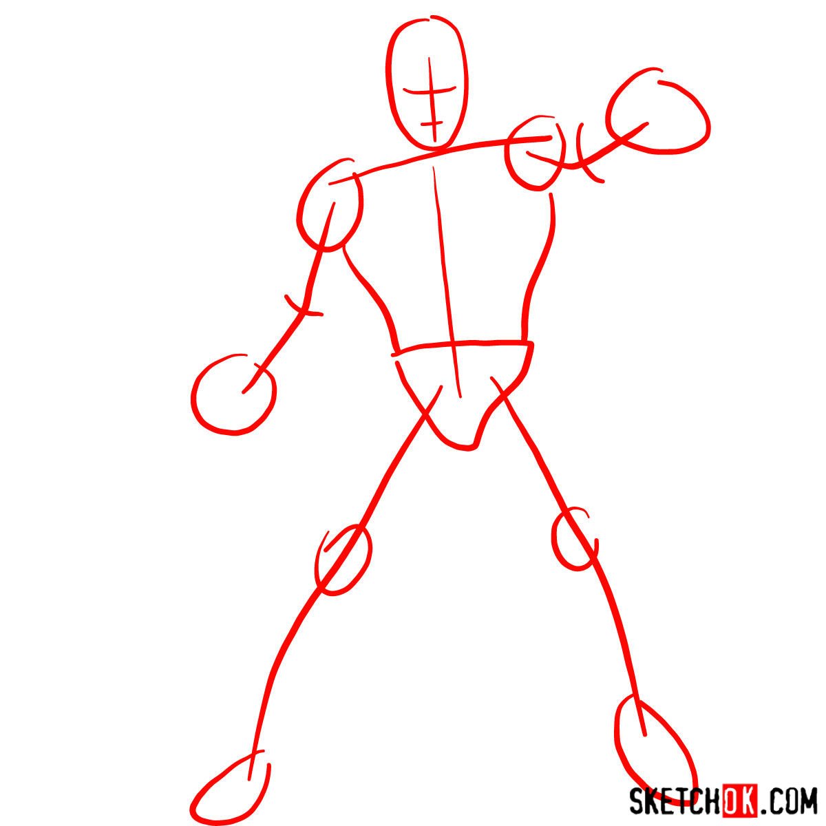 How to draw Iron Fist - Marvel's superhero - step 01