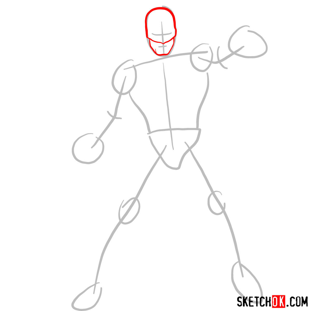 How to draw Iron Fist - Marvel's superhero - step 02