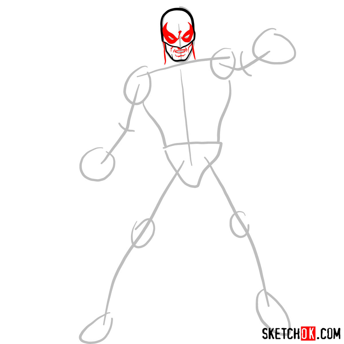 How to draw Iron Fist - Marvel's superhero - step 03