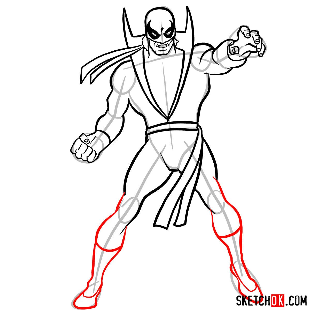 How to draw Iron Fist - Marvel's superhero - step 10