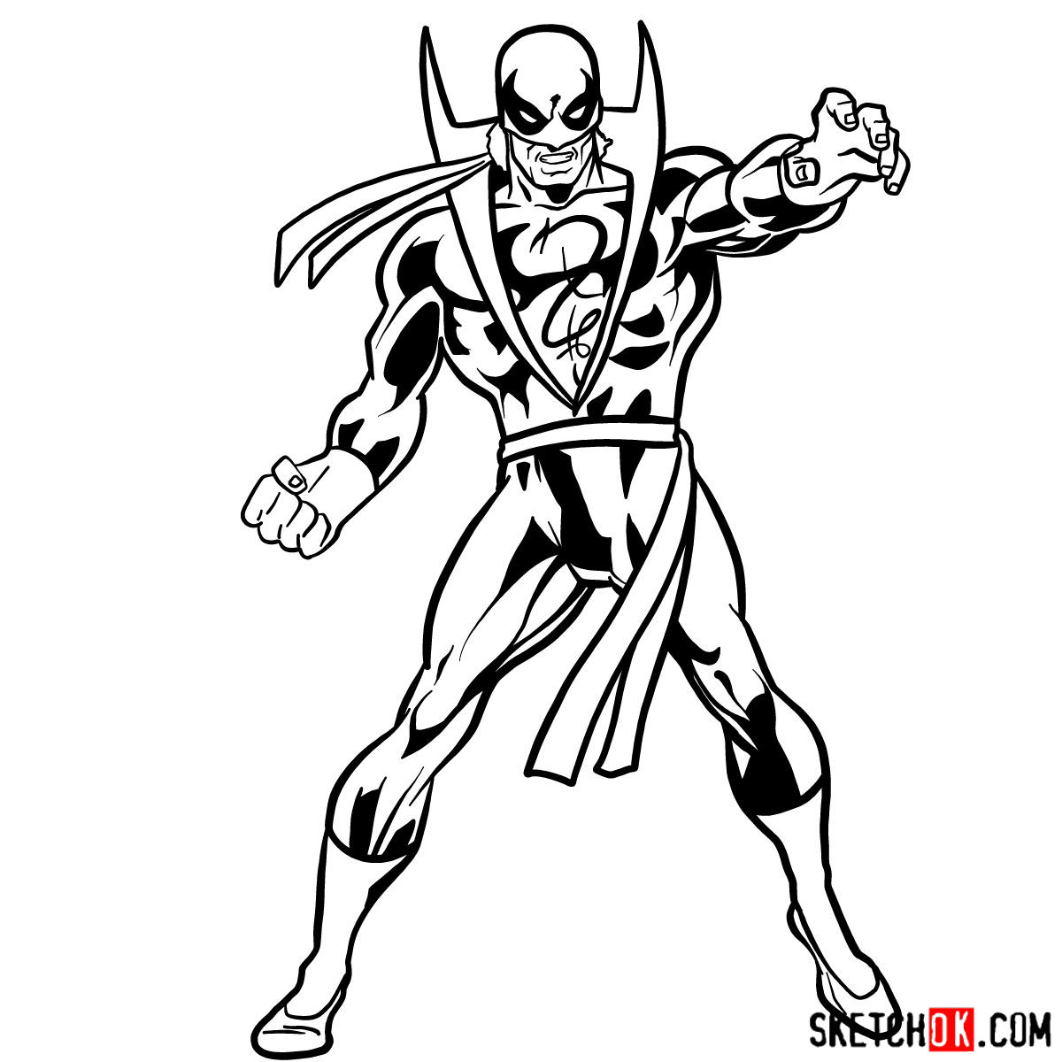 How to draw Iron Fist - Marvel's superhero - step 16