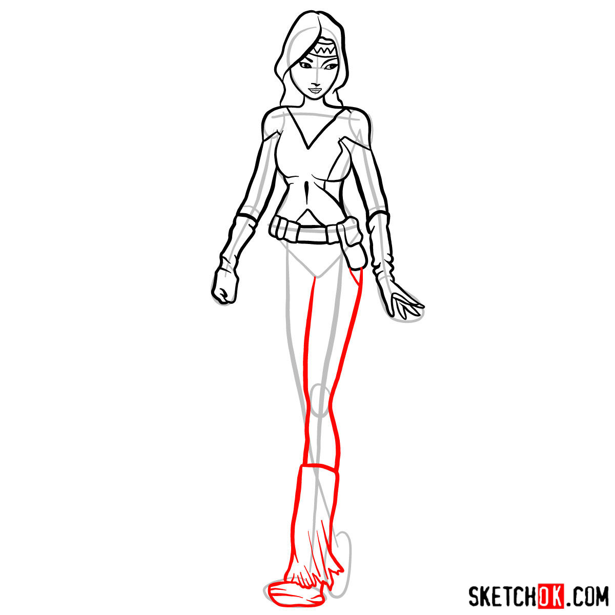How to draw Dani Moonstar, X-Men mutant girl - step 09