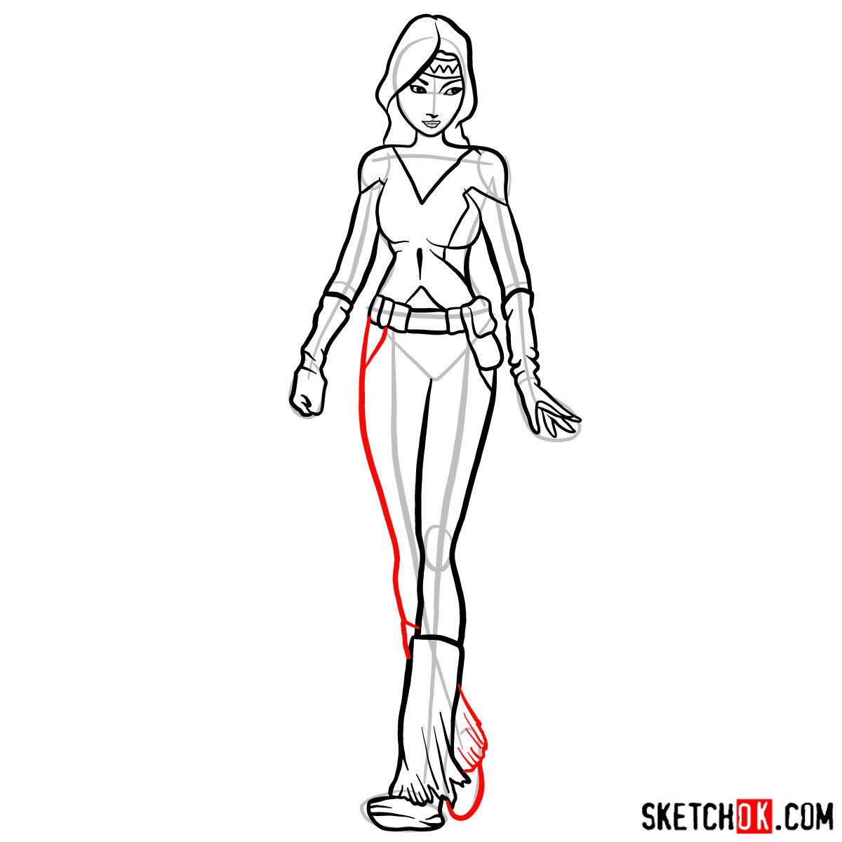 How to draw Dani Moonstar, X-Men mutant girl - step 10