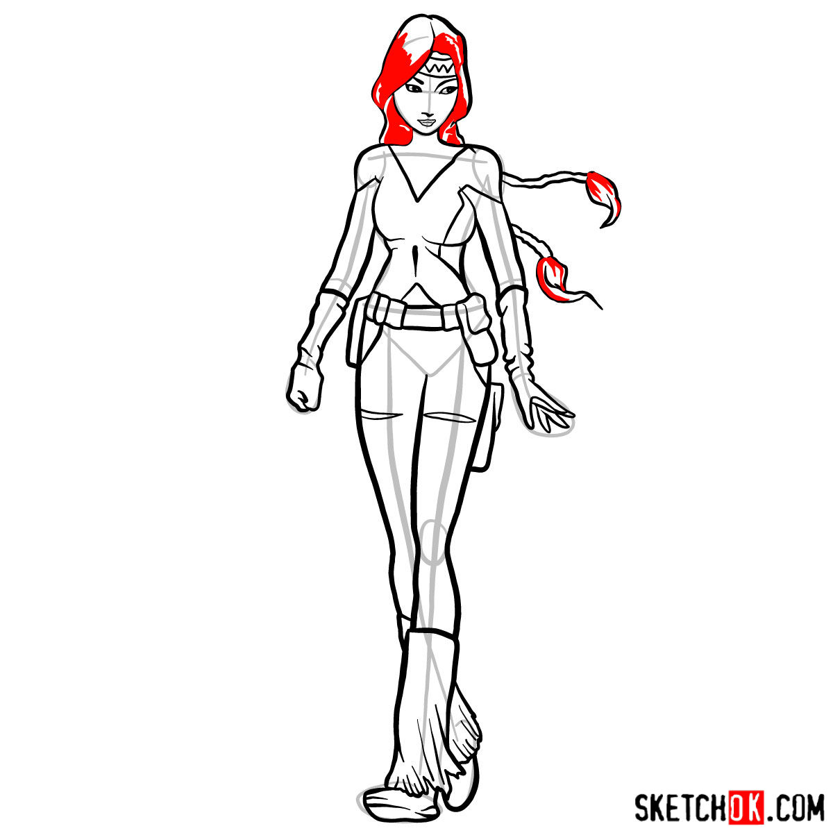 How to draw Dani Moonstar, X-Men mutant girl - step 12