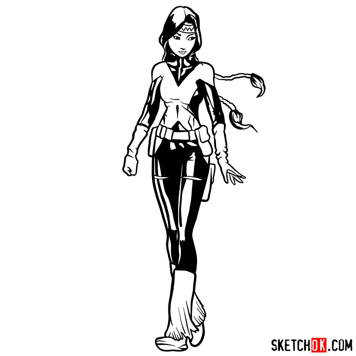 How to draw Dani Moonstar, X-Men mutant girl - step 16