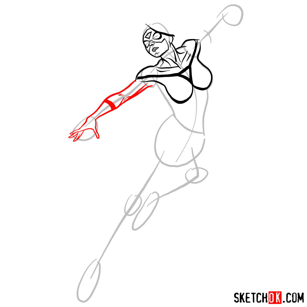 How to draw Jessica Drew aka Spider-Woman - step 06