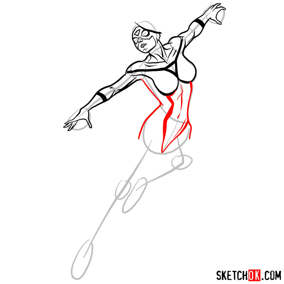 How to draw Jessica Drew aka Spider-Woman - step 08
