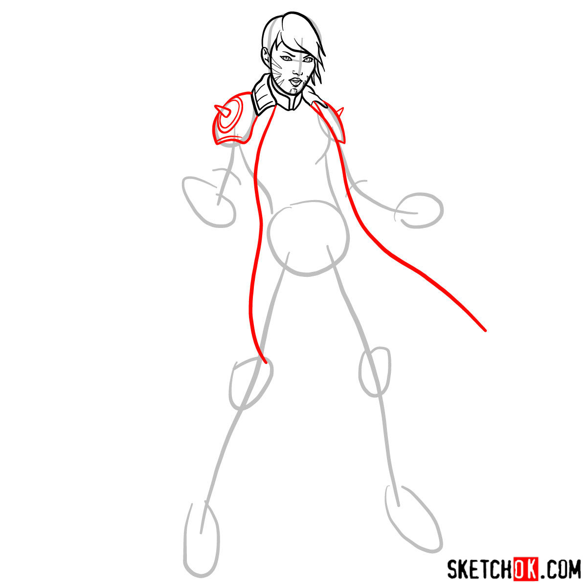 How to draw Rachel Summers the Phoenix mutant - step 06