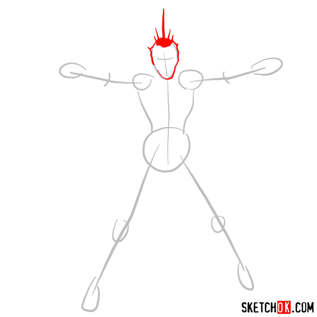 How to draw Marvel Girl from X-Men team - step 02