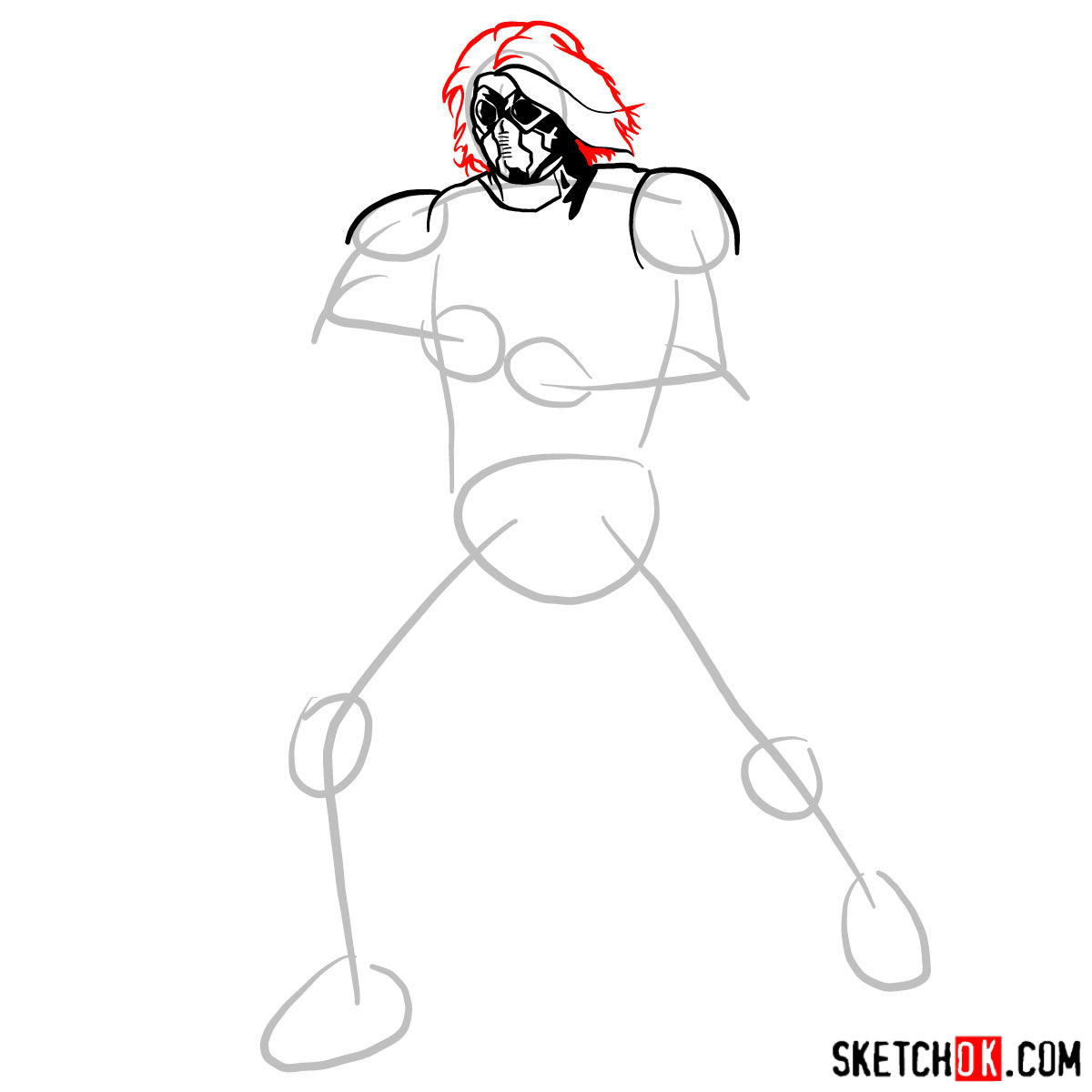 How to draw Bucky Barnes the Winter Soldier -  step 06