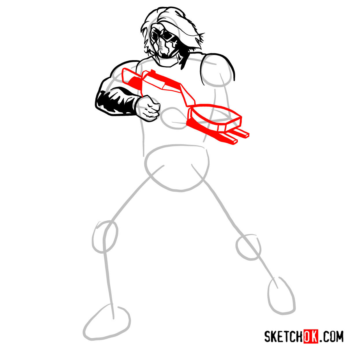How to draw Bucky Barnes the Winter Soldier - step 08