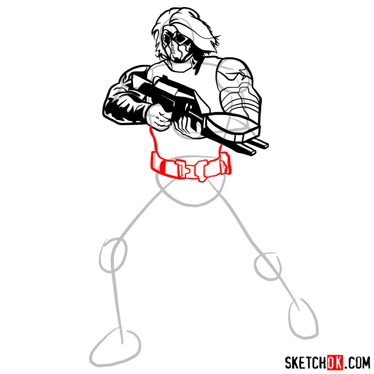 How to draw Bucky Barnes the Winter Soldier - step 11