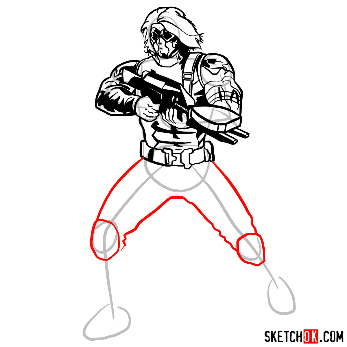 How to draw Bucky Barnes the Winter Soldier - step 13