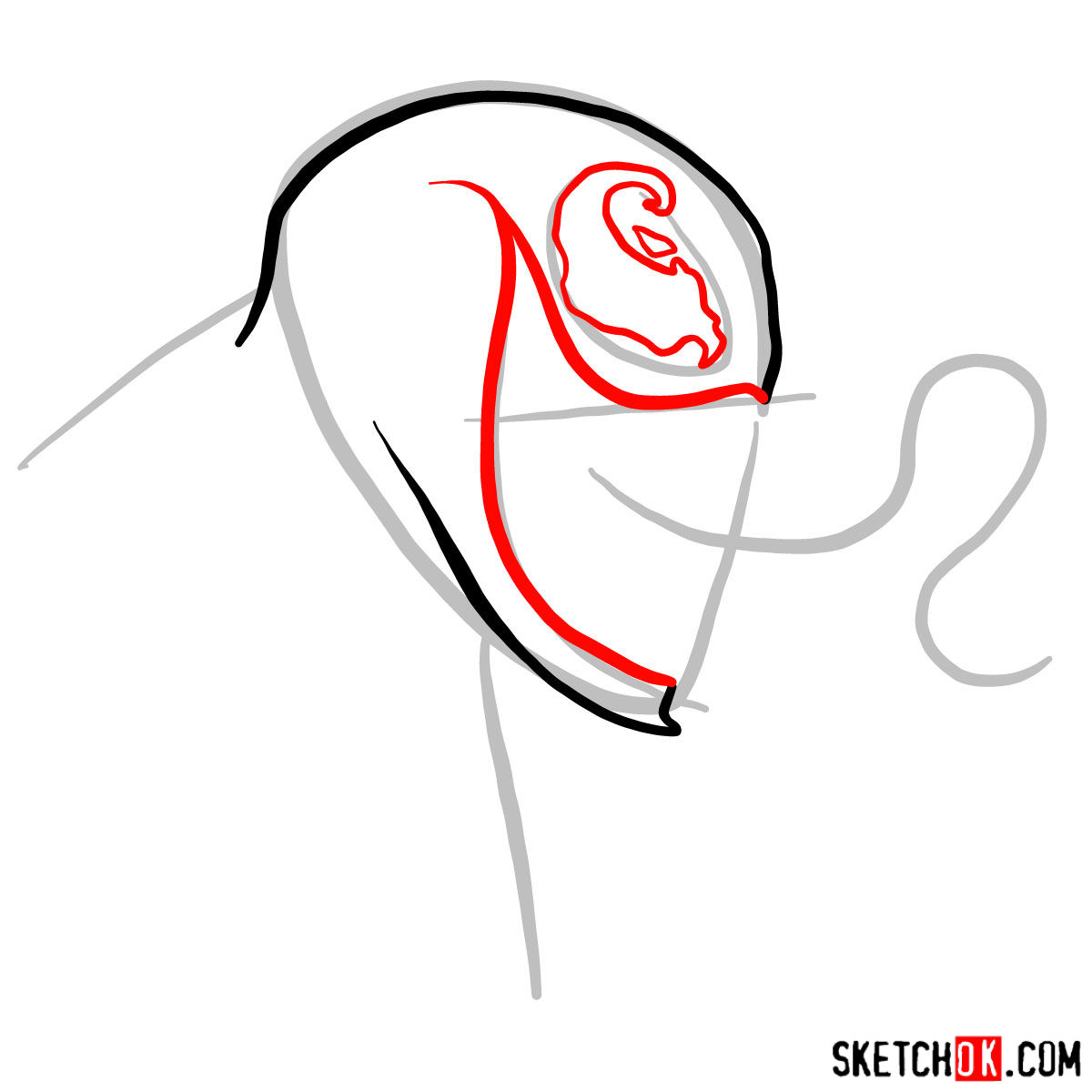 How to draw Venom's head in profile - step 03