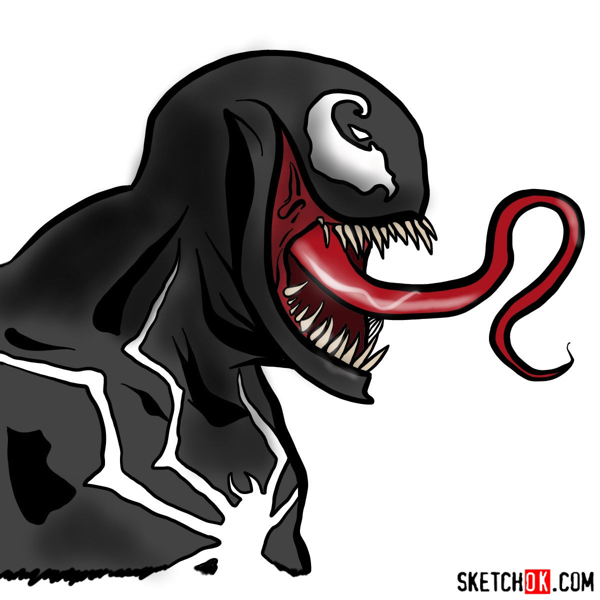 How To Draw Venom Is Face