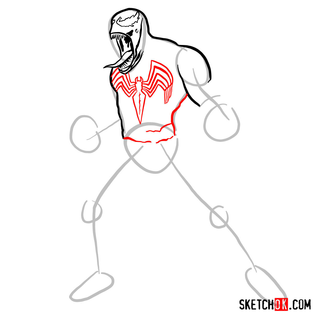 How to draw Venom symbiote step by step - step 06