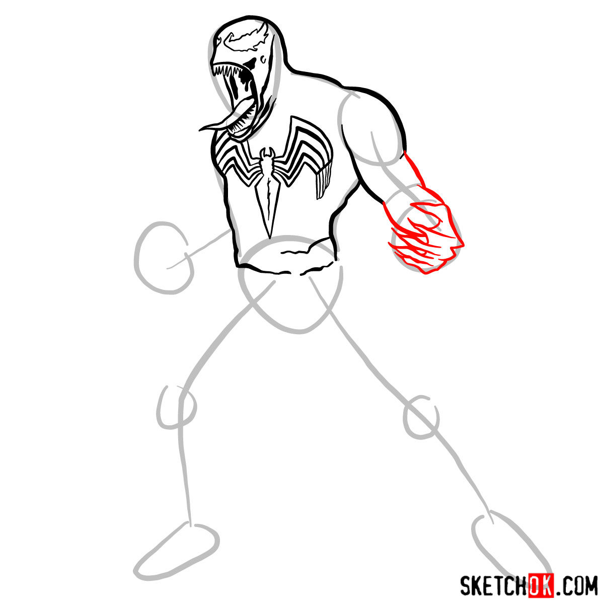 How to draw Venom symbiote step by step - step 07